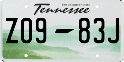 TN license plate Z0983J