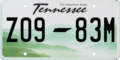 TN license plate Z0983M