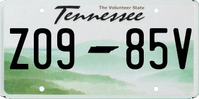 TN license plate Z0985V