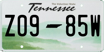 TN license plate Z0985W
