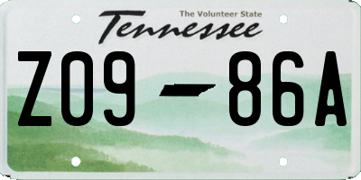 TN license plate Z0986A