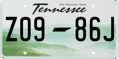 TN license plate Z0986J