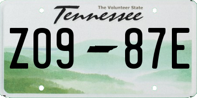 TN license plate Z0987E