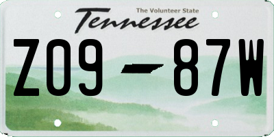 TN license plate Z0987W