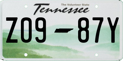 TN license plate Z0987Y