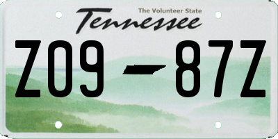 TN license plate Z0987Z