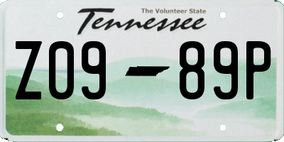 TN license plate Z0989P