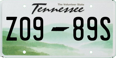 TN license plate Z0989S