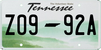 TN license plate Z0992A
