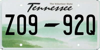 TN license plate Z0992Q