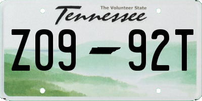 TN license plate Z0992T