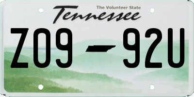 TN license plate Z0992U