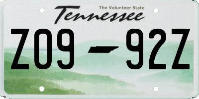 TN license plate Z0992Z
