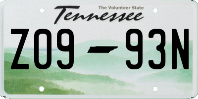 TN license plate Z0993N