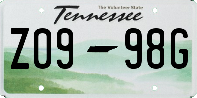 TN license plate Z0998G