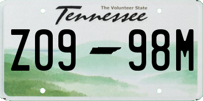 TN license plate Z0998M