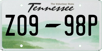 TN license plate Z0998P