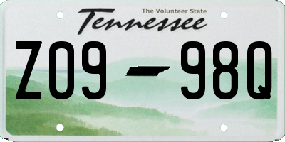TN license plate Z0998Q