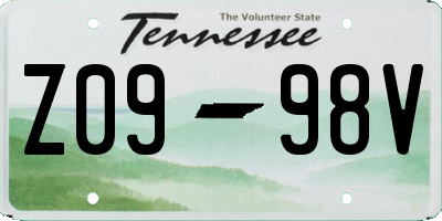 TN license plate Z0998V