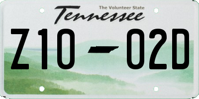TN license plate Z1002D