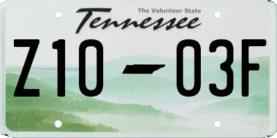 TN license plate Z1003F