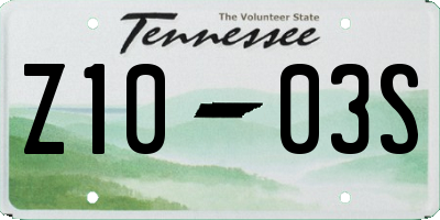 TN license plate Z1003S