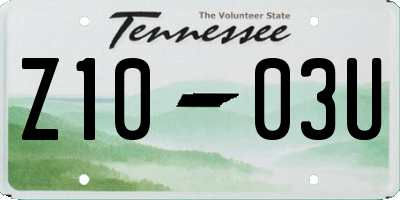 TN license plate Z1003U