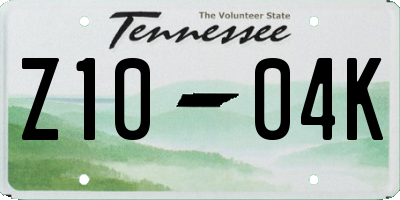 TN license plate Z1004K