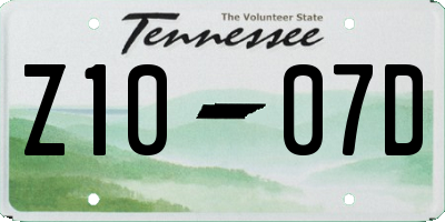 TN license plate Z1007D