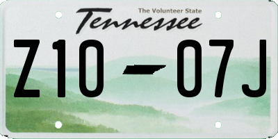 TN license plate Z1007J