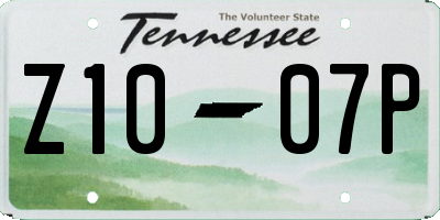TN license plate Z1007P