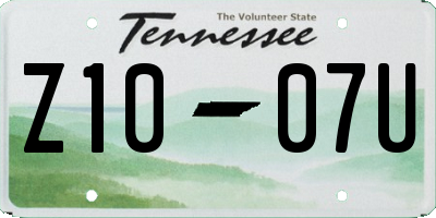 TN license plate Z1007U