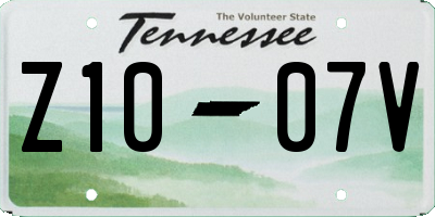 TN license plate Z1007V