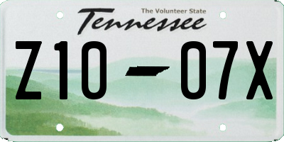 TN license plate Z1007X