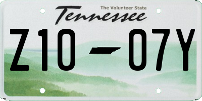 TN license plate Z1007Y