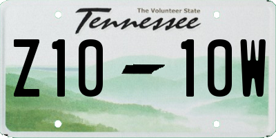 TN license plate Z1010W