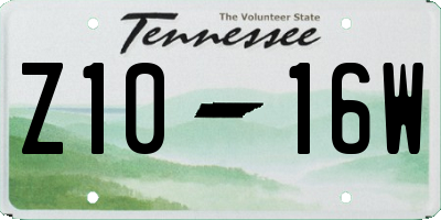 TN license plate Z1016W
