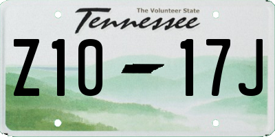 TN license plate Z1017J