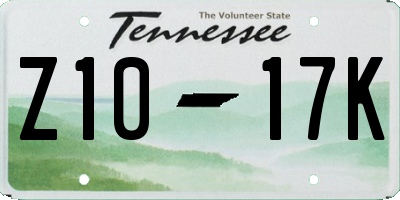 TN license plate Z1017K
