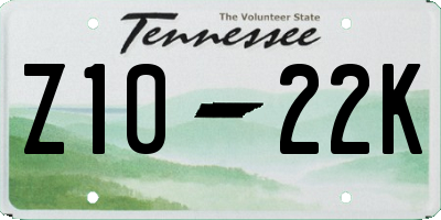 TN license plate Z1022K