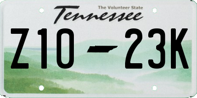 TN license plate Z1023K