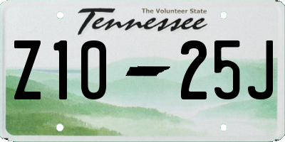 TN license plate Z1025J