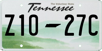 TN license plate Z1027C