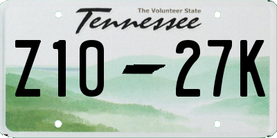TN license plate Z1027K