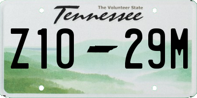 TN license plate Z1029M