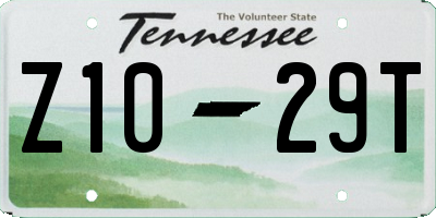 TN license plate Z1029T