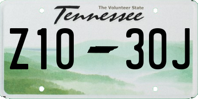 TN license plate Z1030J