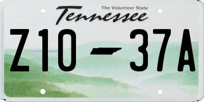 TN license plate Z1037A