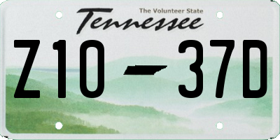 TN license plate Z1037D
