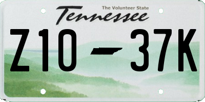 TN license plate Z1037K
